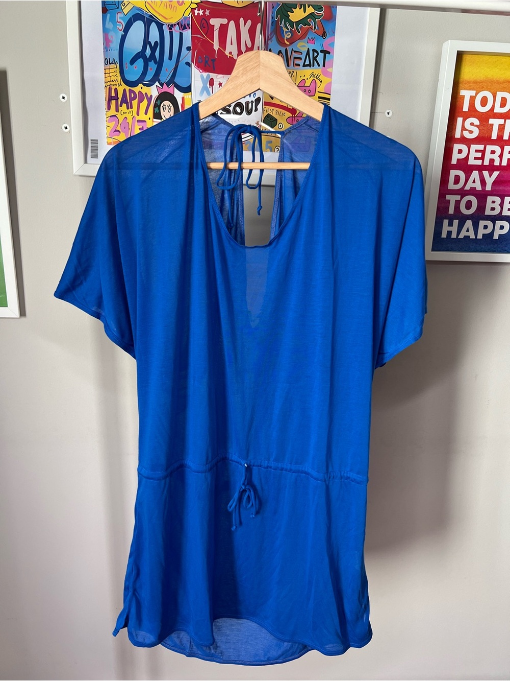 Prana Royal Blue Short Sleeve Cover-Up